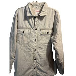 Levi's Men’s L Beige Sherpa Fleece Lined Button Down Workwear Jacket